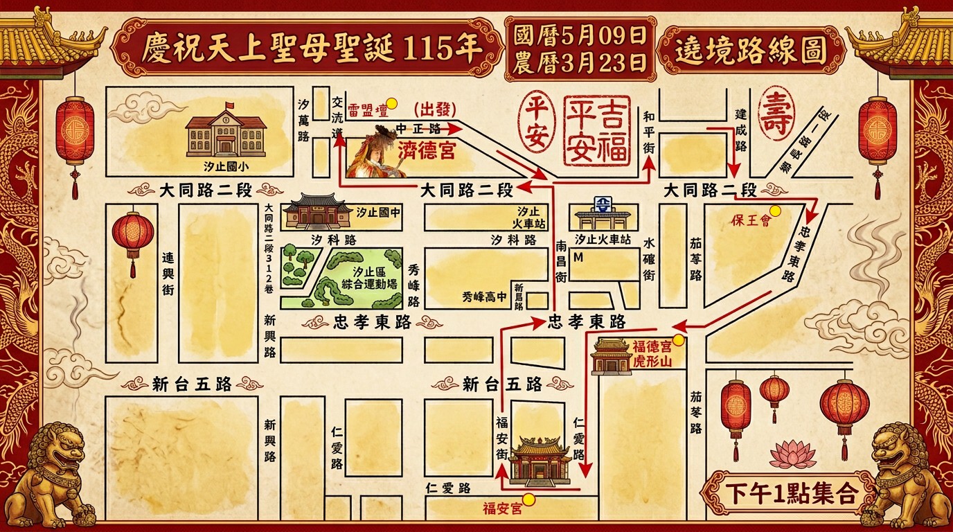 汐止濟德宮-活動快訊最新消息-汐止濟德宮 媽祖聖誕遶境活動路線圖